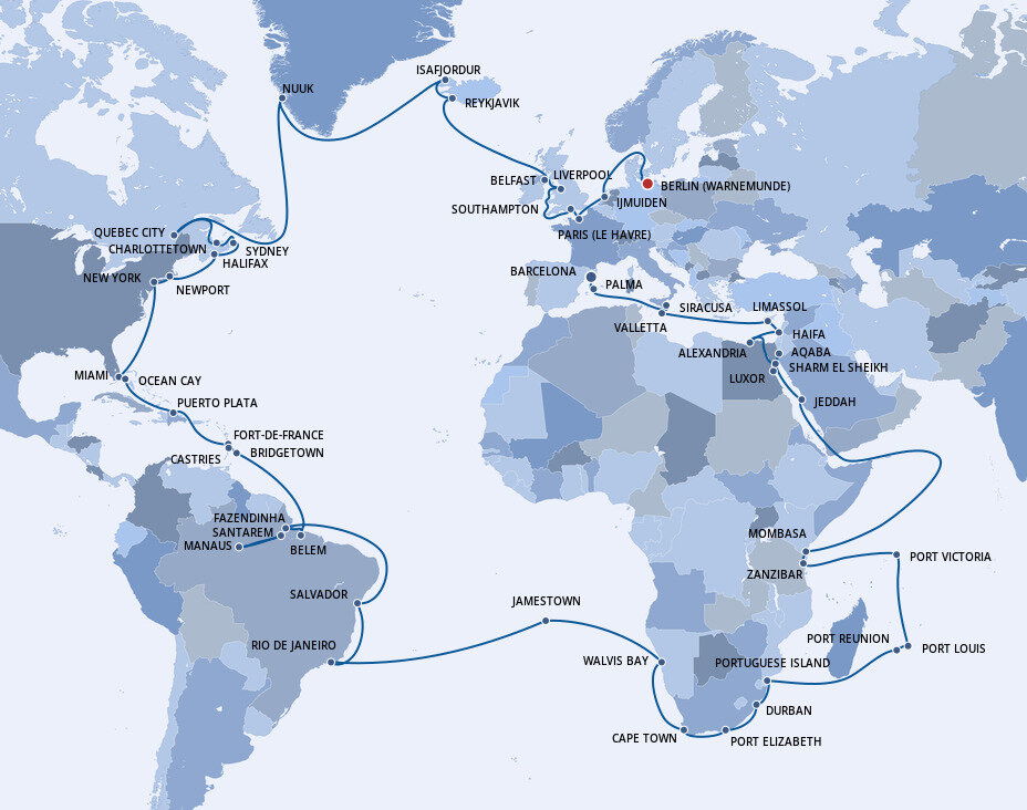 MSC World Cruise MSC Cruises (118 Night Cruise from Barcelona to Berlin)