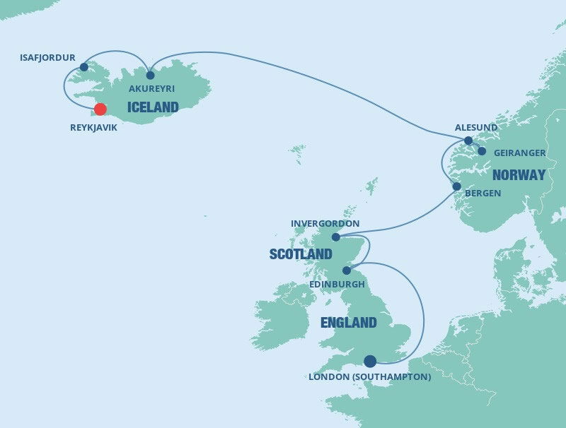UK, Norway & Iceland Norwegian Cruise Line (11 Night Cruise from London to Reykjavik) UK, Norway & Iceland Norwegian Cruise Line (11 Night Cruise from London to Reykjavik)