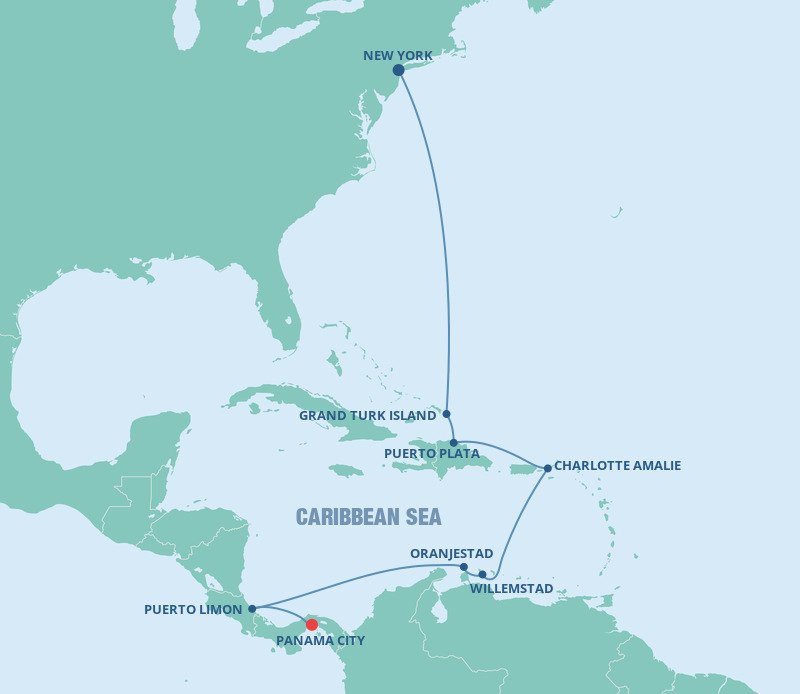 New York to Panama City Norwegian Cruise Line 12 Night Cruise