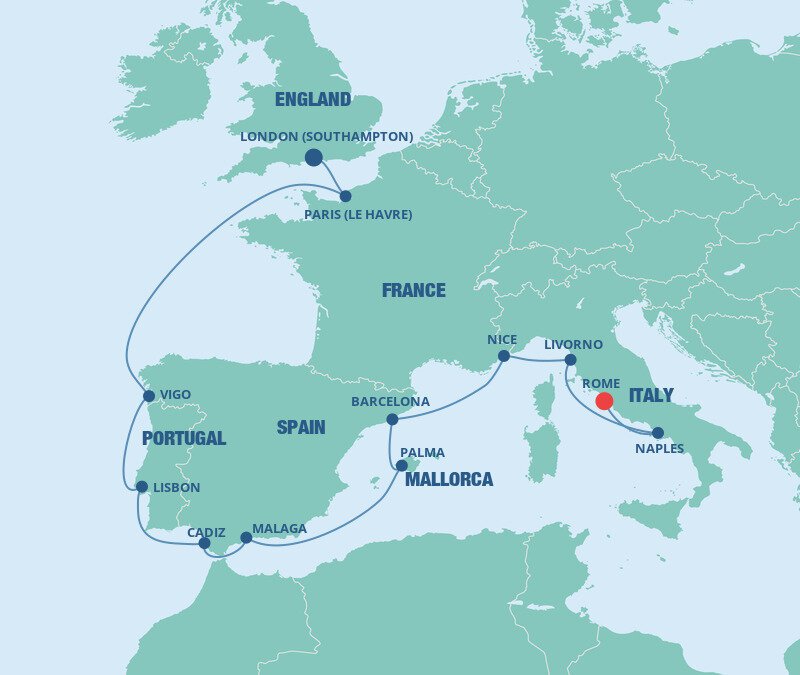 Cruise From Southampton To Rome 2025