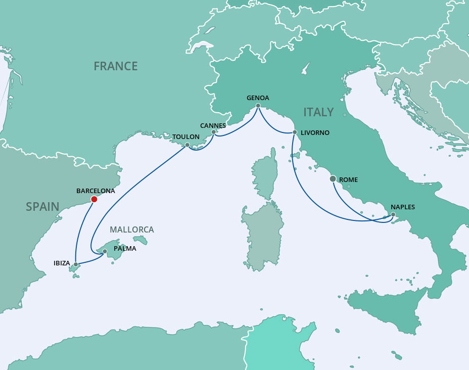 Cruises From Rome To Barcelona - 2022, 2023 & 2024 Seasons