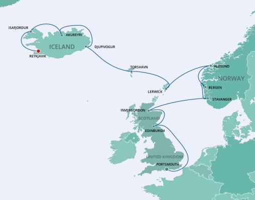 Cruises from England to Iceland - 2023-2025 Seasons