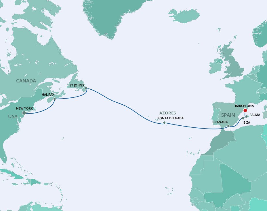 transatlantic cruise from new york to barcelona