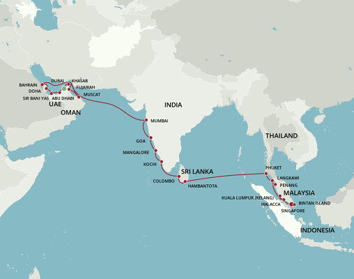 Cruises from Dubai to Singapore - 2023 & 2024 Seasons