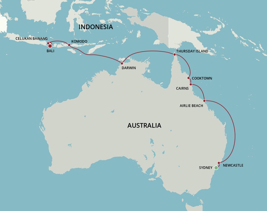 Australia's Embrace Oceania (15 Night Cruise from Sydney to Bali) Australia's Embrace Oceania (15 Night Cruise from Sydney to Bali)