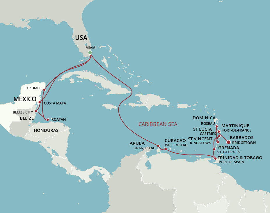 20 Day Caribbean Tour De Force Itinerary (Oceania)