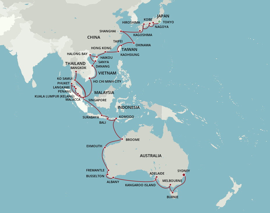 Opulent Asia To Outback - Oceania (63 Night Cruise from Tokyo to Sydney)