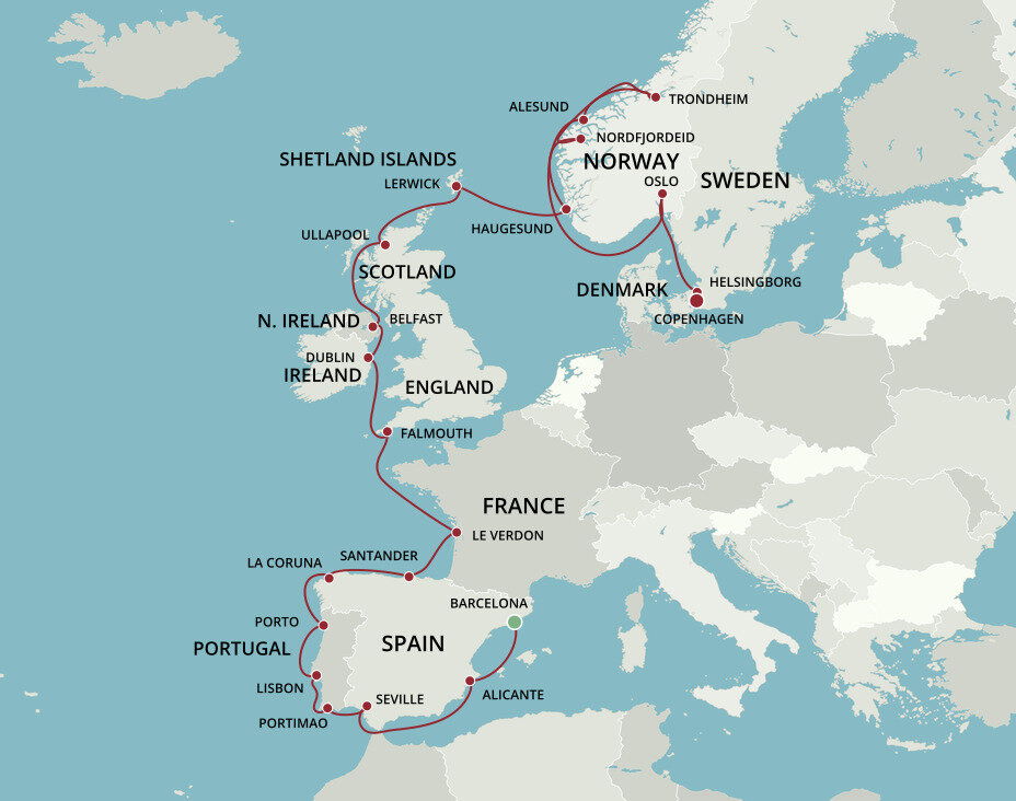 Iberians To Norsemen Oceania (25 Night Cruise from Barcelona to