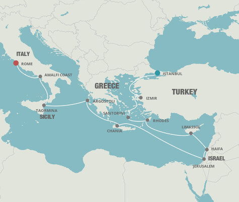 Turkey To Rome Map Cruises from Istanbul to Rome - 2023, 2024 & 2025 Seasons