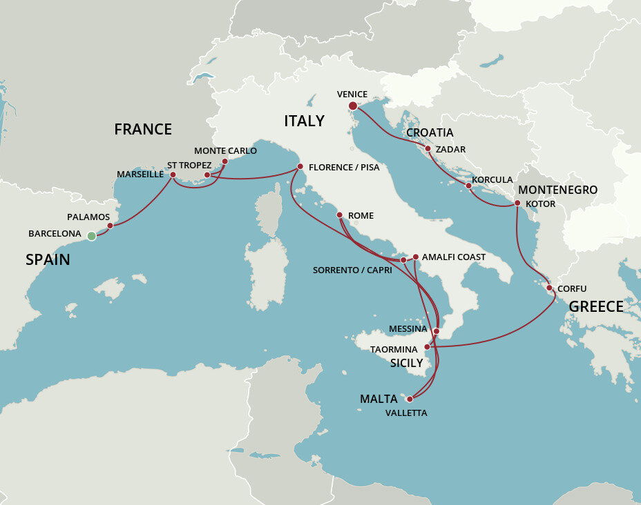 Rivieras & Relics - Oceania (17 Night Cruise from Barcelona to Venice)