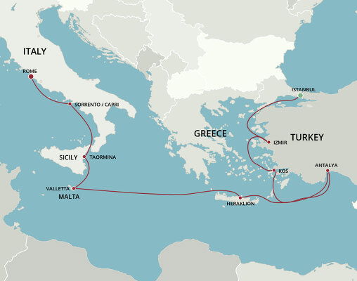 Turkey To Rome Map Cruises from Istanbul to Rome - 2024-2026 Seasons
