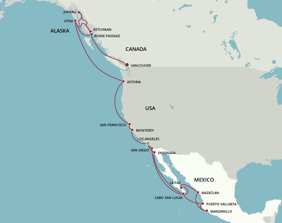 Cruises from Los Angeles to Vancouver - 2023, 2024 & 2025 Seasons