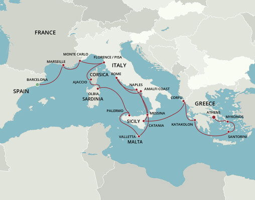 Cruises from Barcelona to Athens - 2023-2025 Seasons