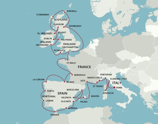 Cruises from London to Rome - 2023-2025 Seasons