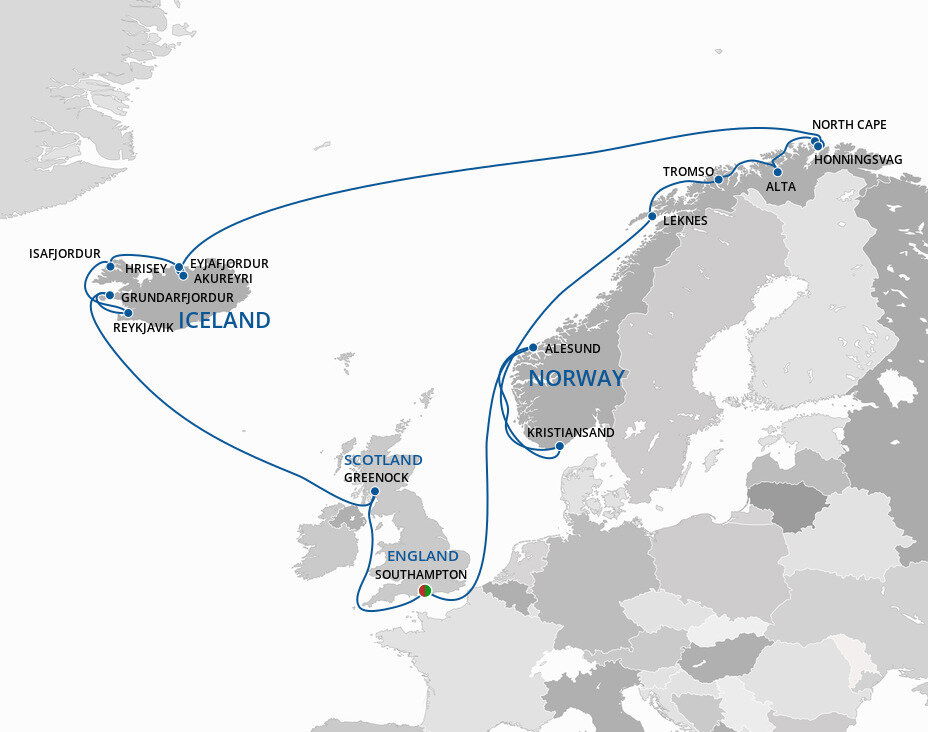 Norway P&O Cruises Worldwide (21 Night Roundtrip Cruise from London)