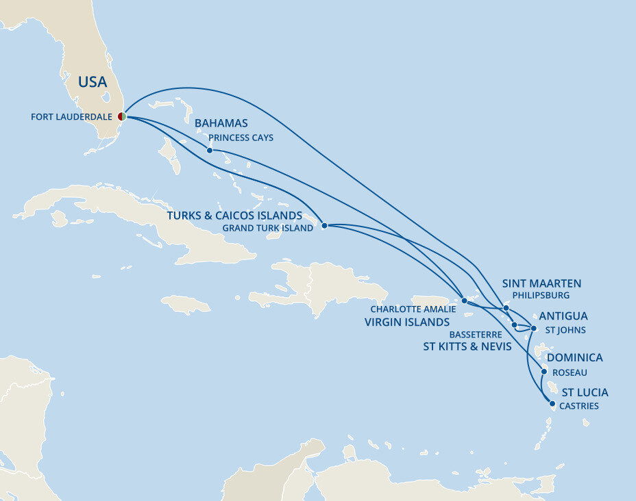Caribbean Explorer - Princess (20 Night Roundtrip cruise from Fort ...