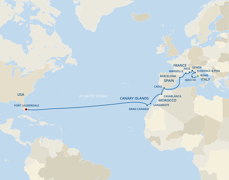Western Mediterranean & Trans-Atlantic Crossing - Princess (21 Night ...
