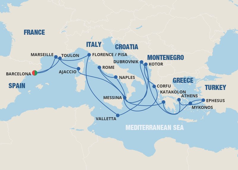 Grand Mediterranean Collection - Princess (22 Night Roundtrip Cruise ...