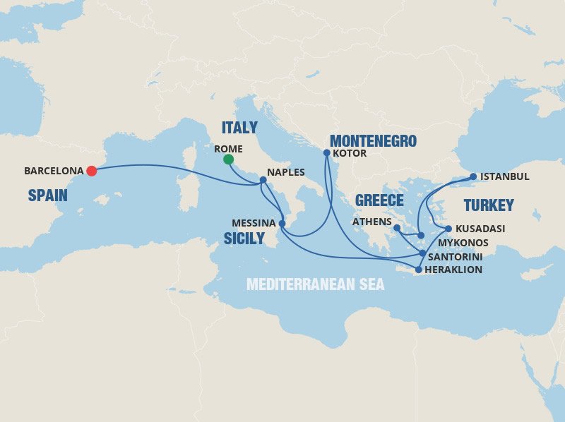 Cruises From Rome To Barcelona - 2023-2025 Seasons