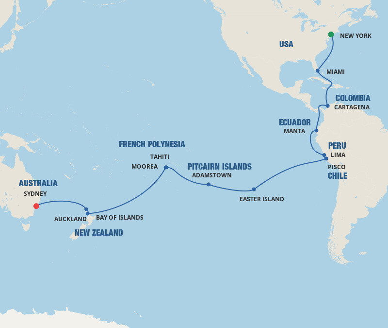 World Cruise Segment New York to Sydney Princess (36 Night Cruise from New York City to Sydney)