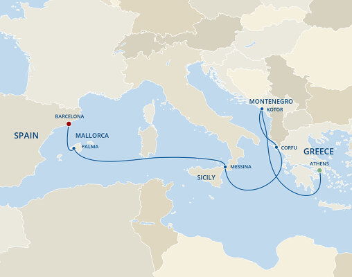 Cruises from Athens to Barcelona - 2024-2027 Seasons