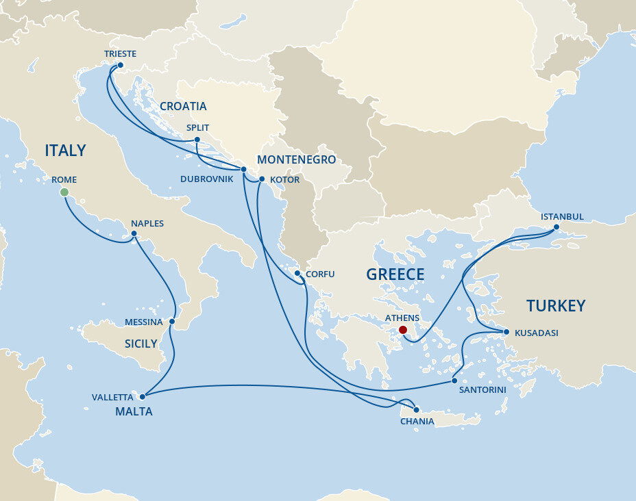 Adriatic & Aegean Explorer Princess (20 Night Cruise from Rome to Athens)