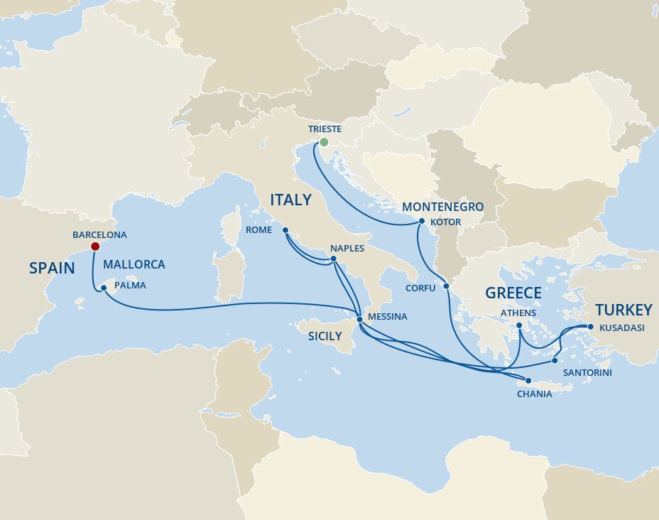 Mediterranean, Greece & Italy Explorer - Princess (19 Night Cruise from ...