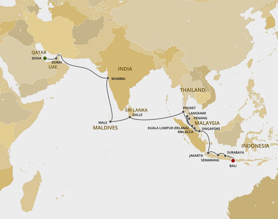 Minaret Map Layout Minarets & Mandalas - Regent Seven Seas (27 Night Cruise from Doha to Bali)