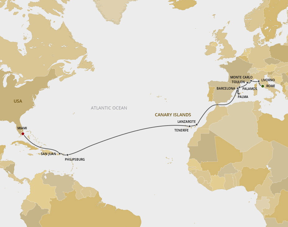 From Monaco To Miami - Regent Seven Seas (21 Night Cruise from Rome to ...