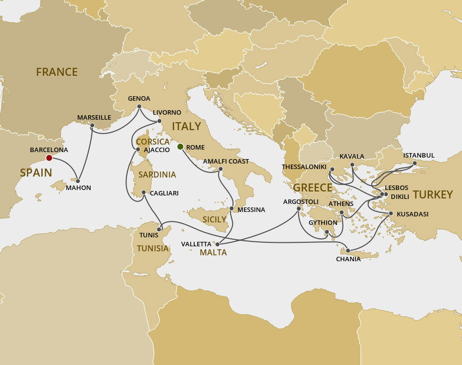 Turkey To Rome Map Taste Of Turkey & Spanish Delight - Regent Seven Seas (24 Night Cruise ...