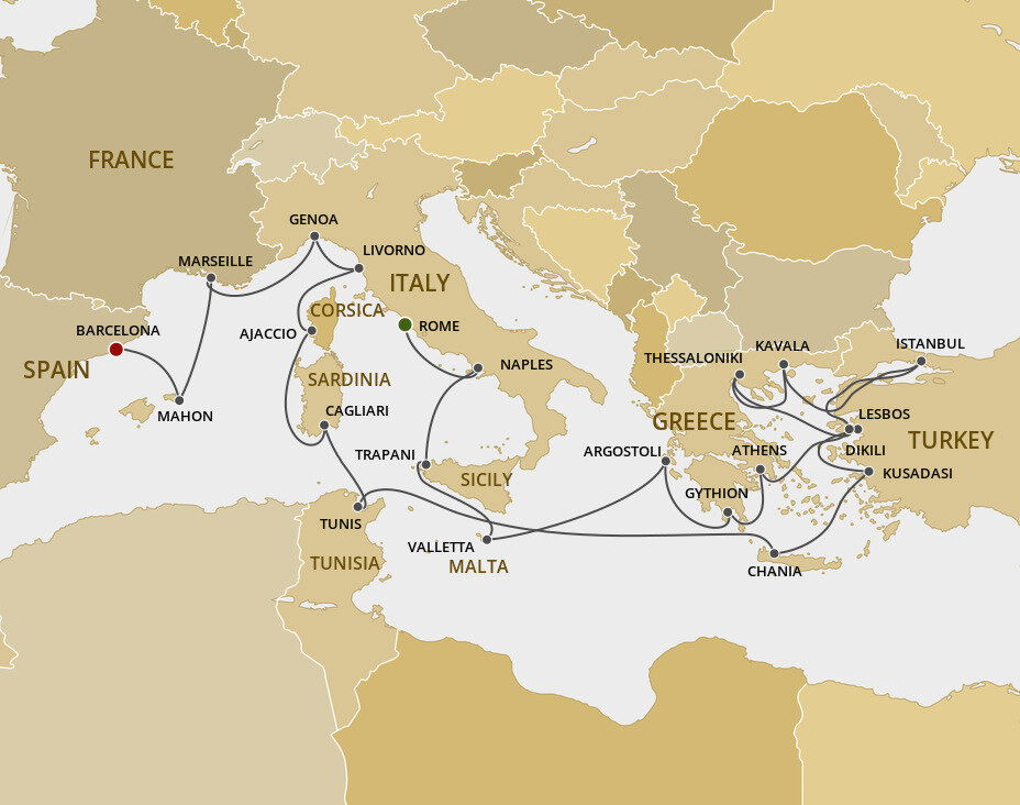 Turkey To Rome Map Taste Of Turkey & Spanish Delight - Regent Seven Seas (24 Night Cruise ...