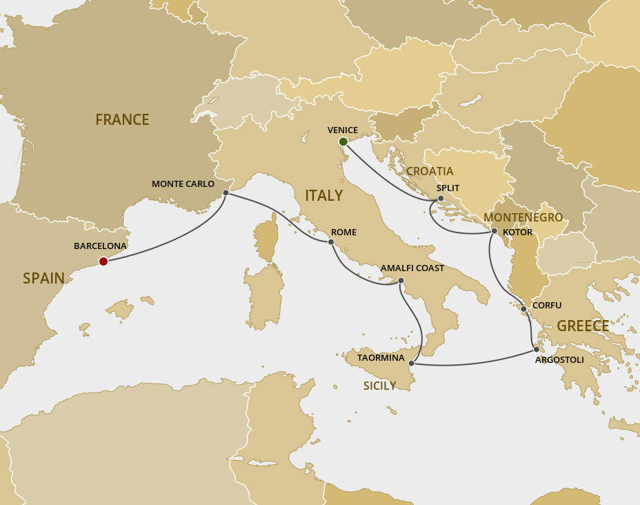 Majestic Mediterranean Regent Seven Seas (10 Night Cruise from Venice to Barcelona)