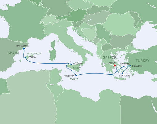 Cruises from Barcelona to Athens - 2024-2026 Seasons