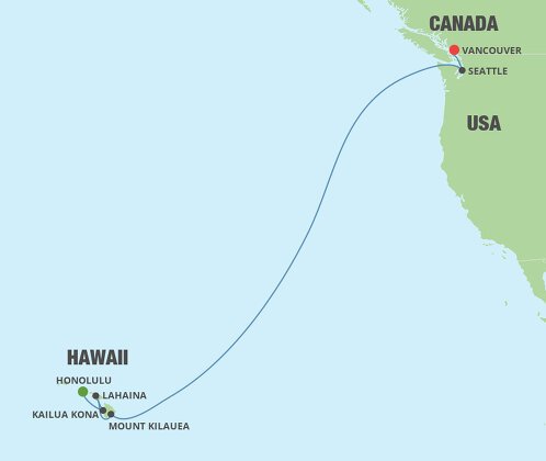 hawaii to vancouver cruise map
