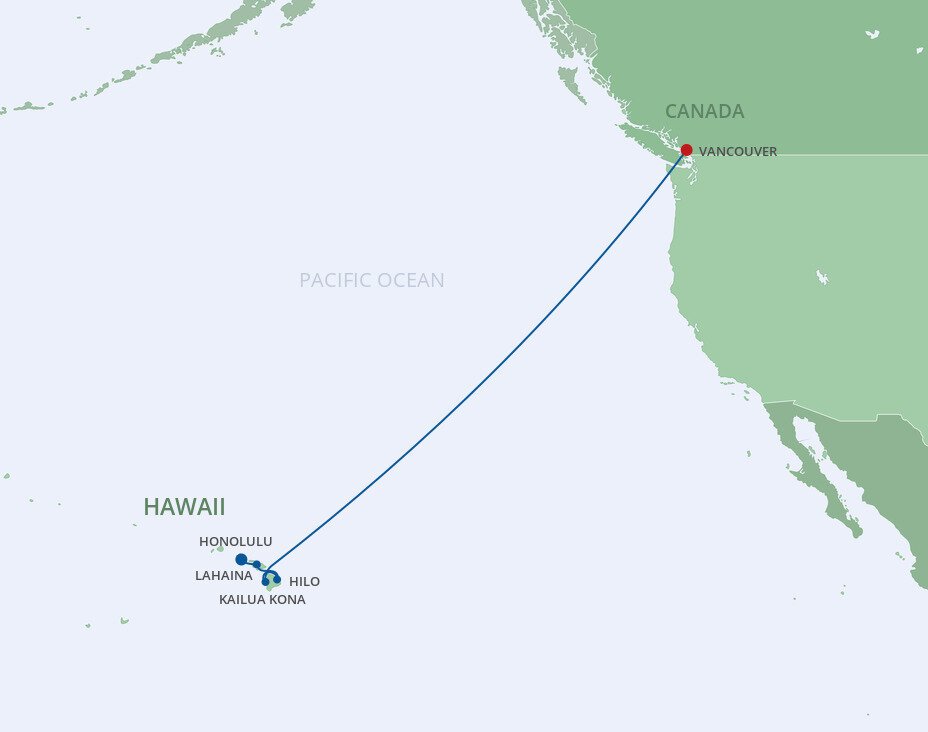 hawaii to vancouver cruise map