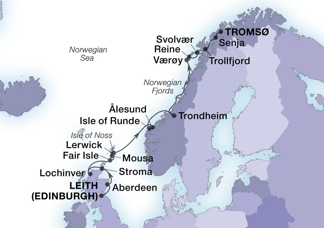 Scotland & Norwegian Fjords Seabourn (14 Night Cruise from Edinburgh to Tromso) Scotland & Norwegian Fjords Seabourn (14 Night Cruise from Edinburgh to Tromso)