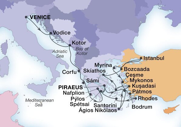 Cruises from Venice to Athens | 2021, 2022 & 2023 Seasons