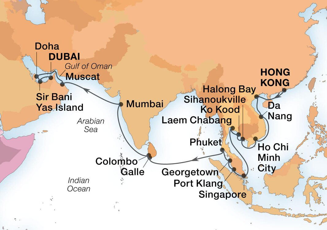 Thailand, Cambodia, Vietnam, India & Arabia Seabourn (32 Night Cruise