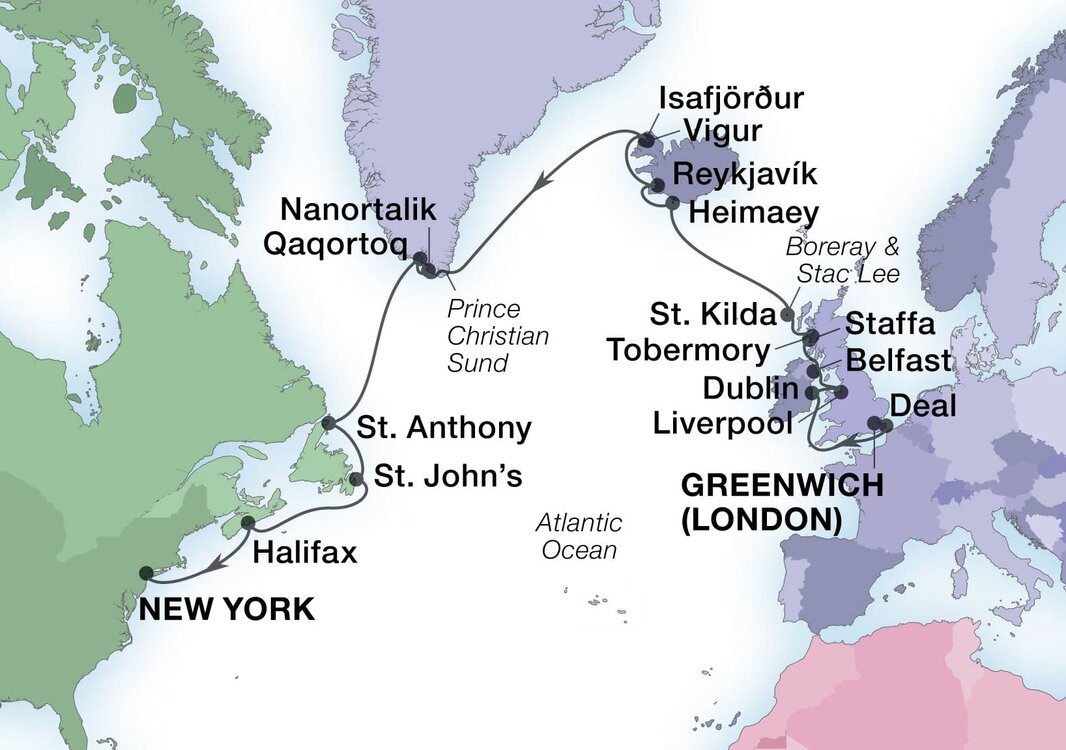 Route Of The Vikings Seabourn (24 Night Cruise from London to New York)