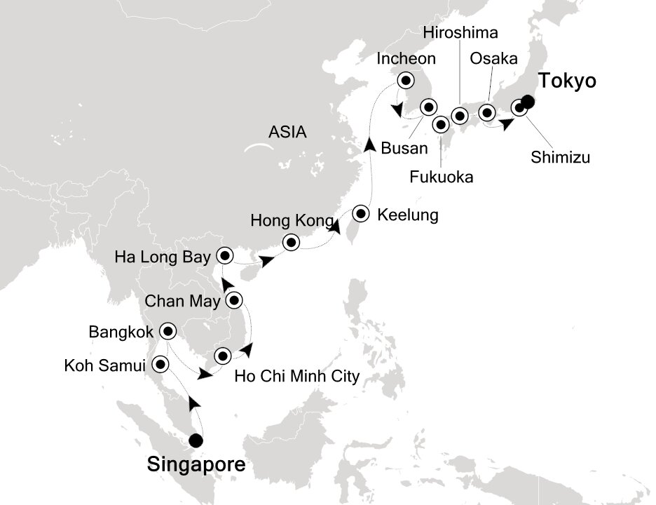 Singapore to Tokyo - Silversea (30 Night Cruise from Singapore to Tokyo)