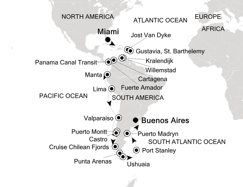 42 Day Miami to Buenos Aires Itinerary (Silversea)