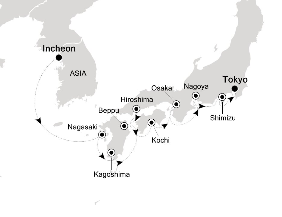 Incheon (Seoul) to Tokyo - Silversea (13 Night Cruise from Seoul to Tokyo)