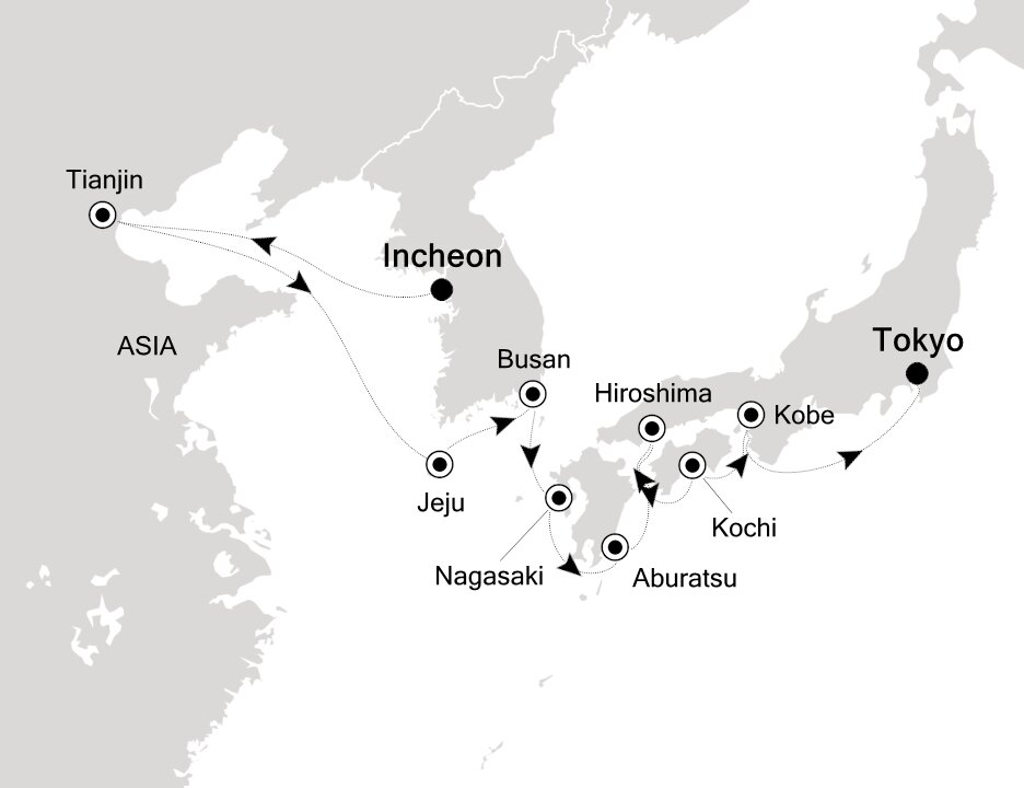 Incheon (Seoul) to Tokyo - Silversea (14 Night Cruise from Seoul to Tokyo)