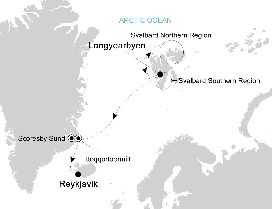 Longyearbyen to Reykjavik Silversea (14 Night Cruise from Longyearbyen to Reykjavik) Longyearbyen to Reykjavik Silversea (14 Night Cruise from Longyearbyen to Reykjavik)