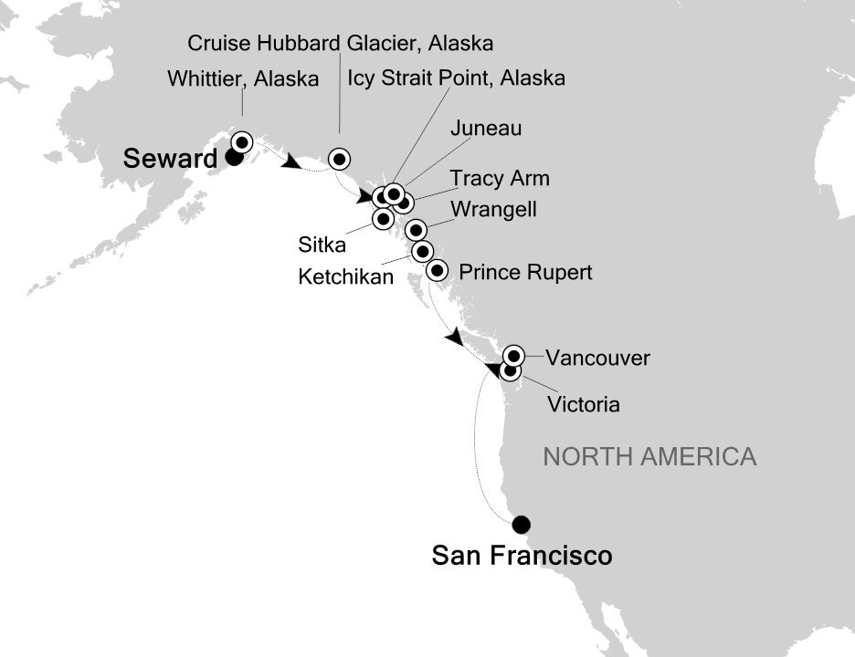 Seward (Anchorage), Alaska to San Francisco (California) Silversea