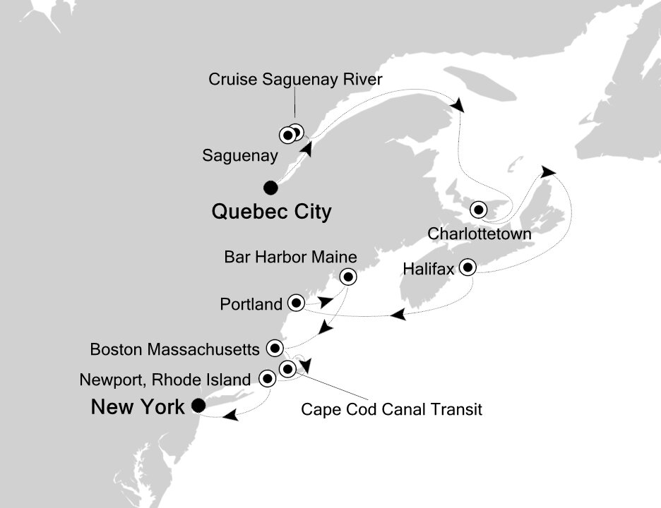 Quebec City to New York Silversea (10 Night Cruise from Quebec City