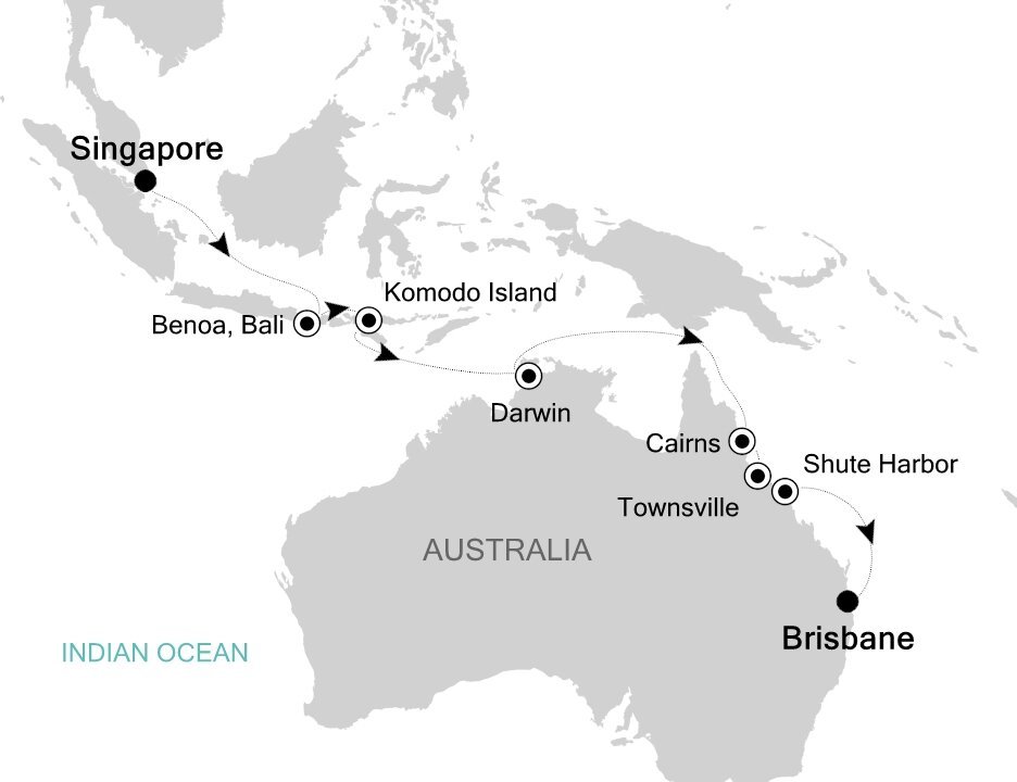 Singapore to Brisbane Silversea (17 Night Cruise from Singapore to
