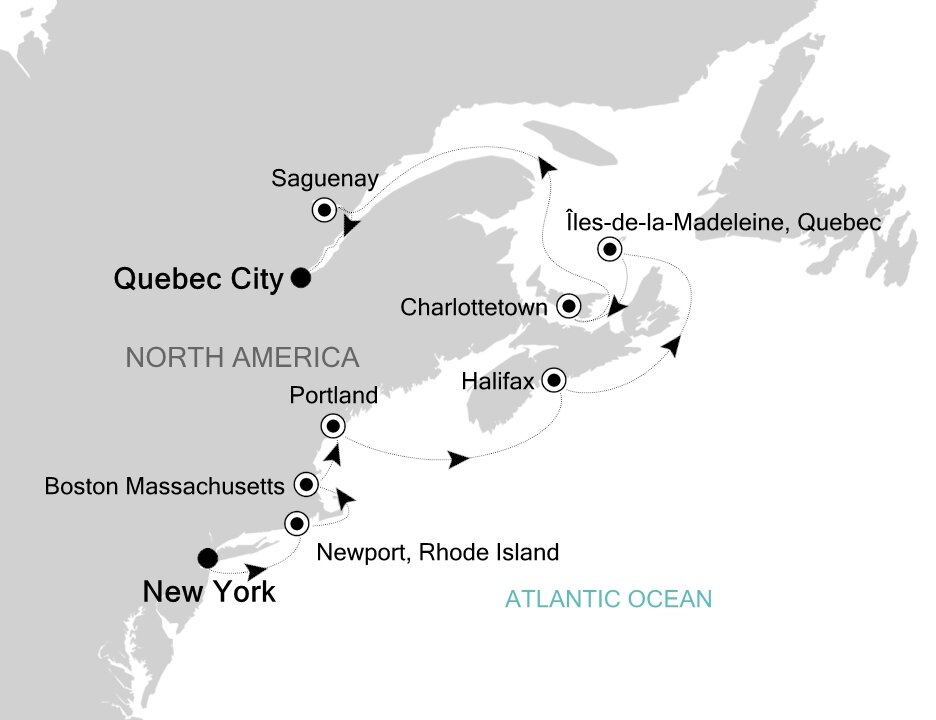 New York to Quebec City Silversea (12 Night Cruise from New York to Quebec City) New York to Quebec City Silversea (12 Night Cruise from New York to Quebec City)