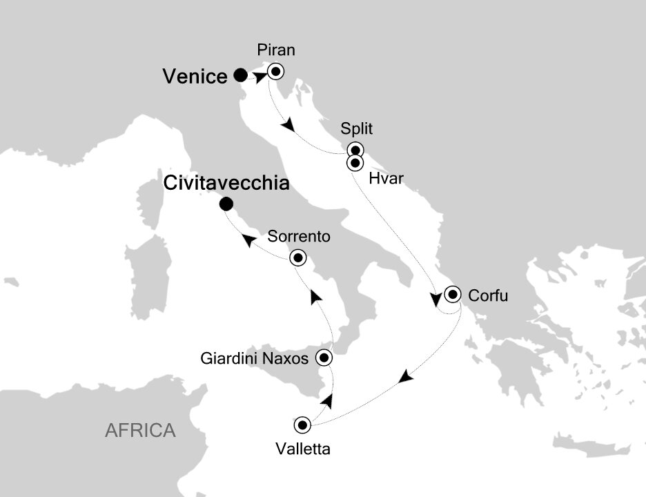 Venice to Rome Silversea (11 Night Cruise from Venice to Rome)