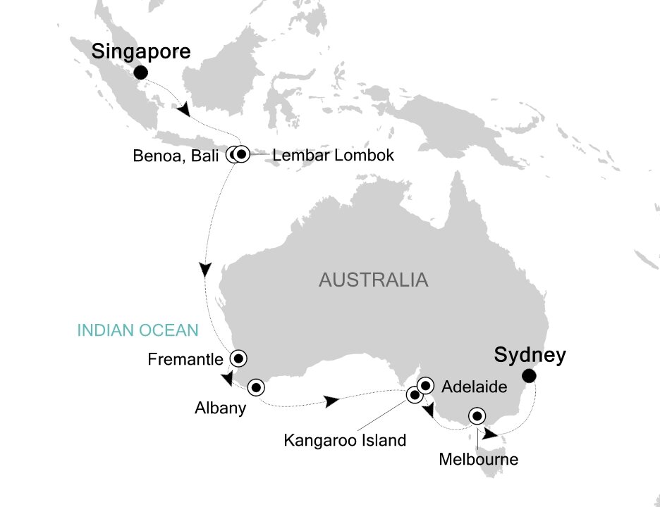 Singapore to Sydney Silversea (18 Night Cruise from Singapore to Sydney) Singapore to Sydney Silversea (18 Night Cruise from Singapore to Sydney)